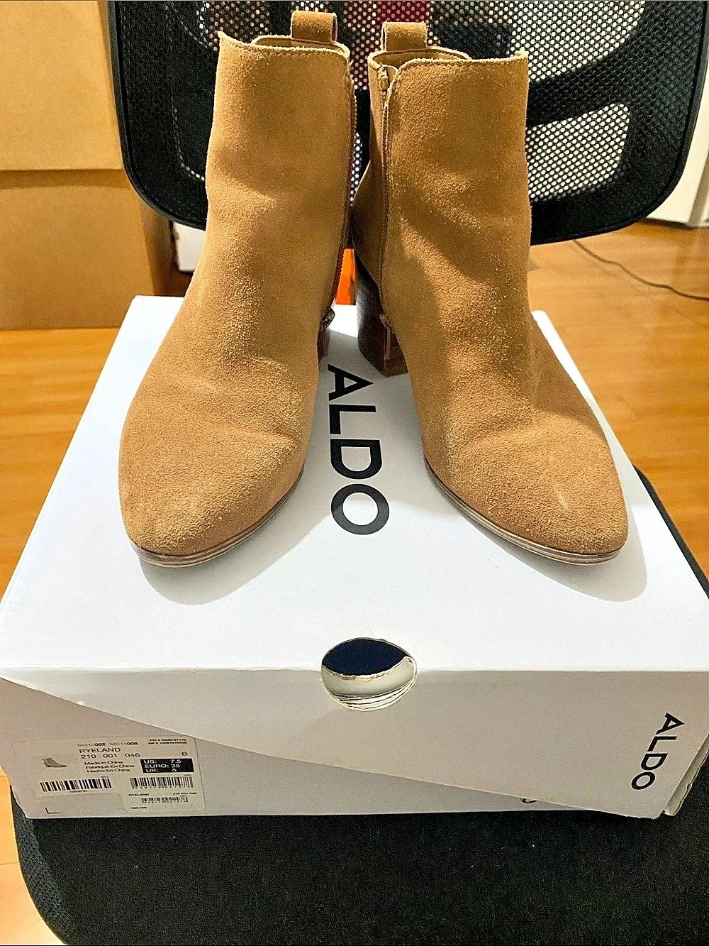 Aldo Ryeland Suede-Look Ankle Boots Brown US 7.5
